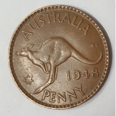 AUSTRALIA 1948 . ONE 1  PENNY . ERROR . DOUBLE DATE . RECUT DATE